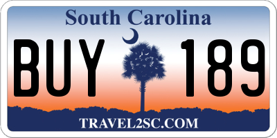SC license plate BUY189