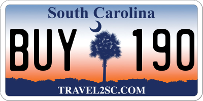 SC license plate BUY190