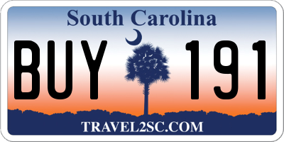 SC license plate BUY191