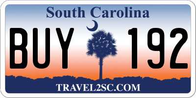 SC license plate BUY192