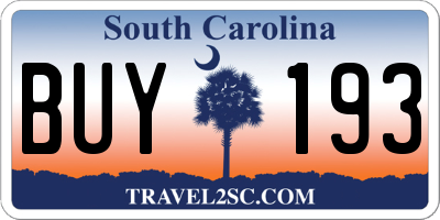SC license plate BUY193