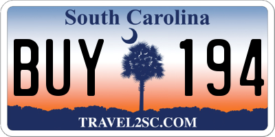 SC license plate BUY194