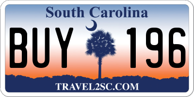 SC license plate BUY196