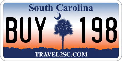 SC license plate BUY198