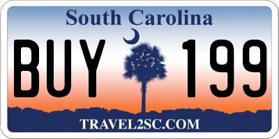 SC license plate BUY199