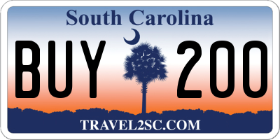 SC license plate BUY200