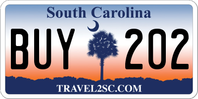 SC license plate BUY202
