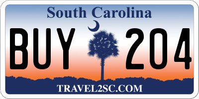 SC license plate BUY204