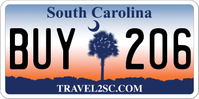 SC license plate BUY206