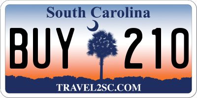 SC license plate BUY210