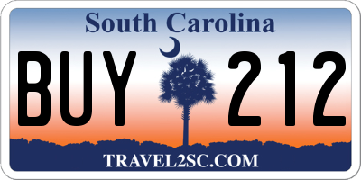 SC license plate BUY212