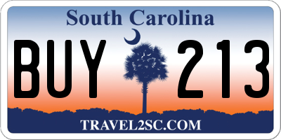SC license plate BUY213