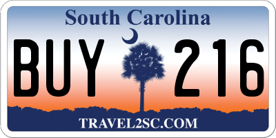 SC license plate BUY216