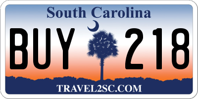 SC license plate BUY218