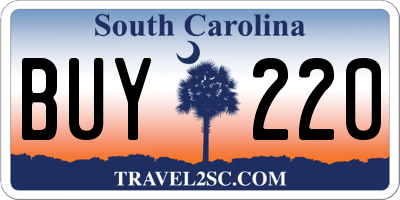 SC license plate BUY220