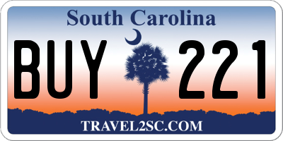 SC license plate BUY221