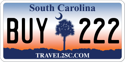 SC license plate BUY222