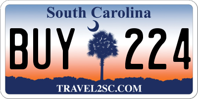 SC license plate BUY224