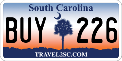 SC license plate BUY226