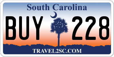 SC license plate BUY228