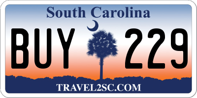 SC license plate BUY229
