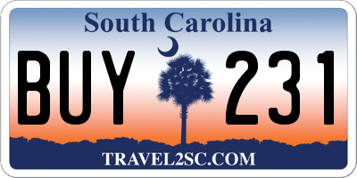SC license plate BUY231