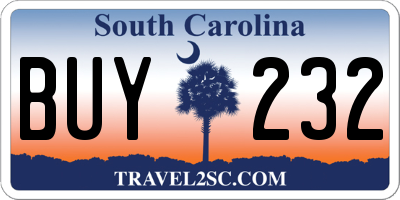 SC license plate BUY232