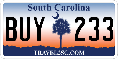 SC license plate BUY233