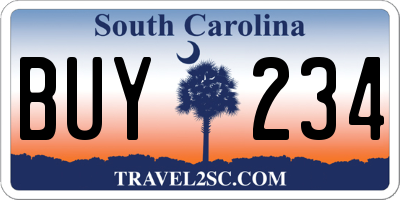 SC license plate BUY234