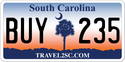 SC license plate BUY235