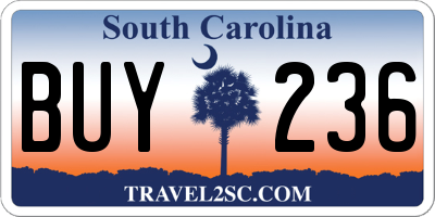 SC license plate BUY236