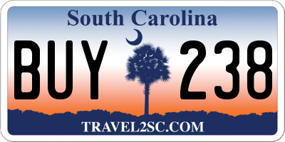 SC license plate BUY238