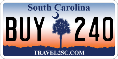 SC license plate BUY240