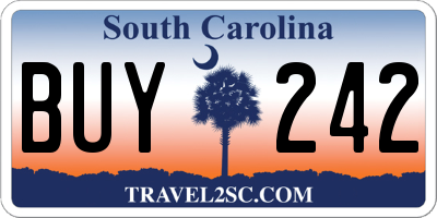 SC license plate BUY242