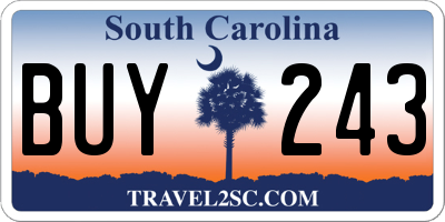 SC license plate BUY243