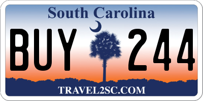 SC license plate BUY244