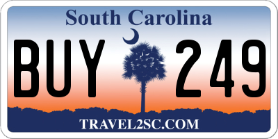 SC license plate BUY249