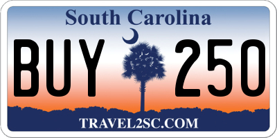 SC license plate BUY250