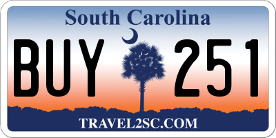 SC license plate BUY251