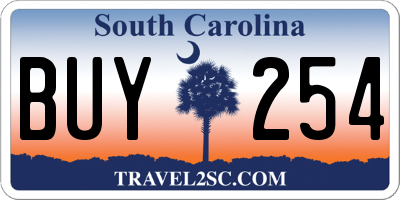 SC license plate BUY254