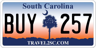 SC license plate BUY257