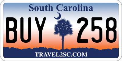 SC license plate BUY258