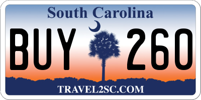 SC license plate BUY260
