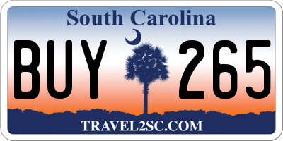 SC license plate BUY265