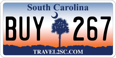 SC license plate BUY267