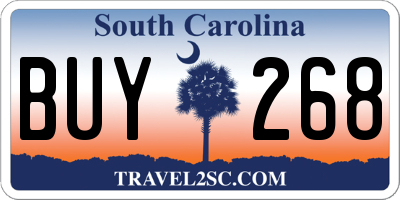 SC license plate BUY268