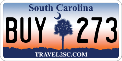 SC license plate BUY273