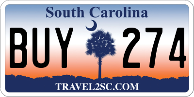 SC license plate BUY274