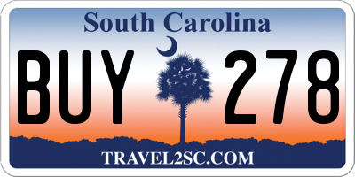 SC license plate BUY278