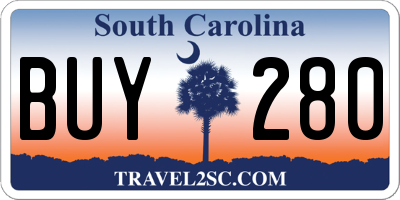SC license plate BUY280